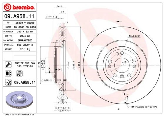 Mercedes W166 Ön Fren Diski BREMBO