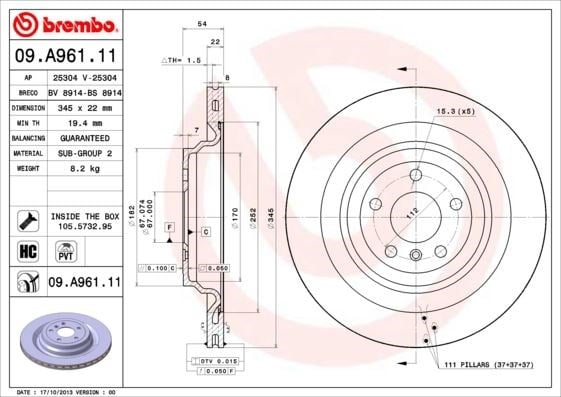 Mercedes W166 Arka Fren Diski 4-Matic BREMBO