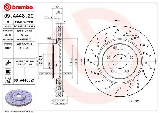 Mercedes AMG W203 CL203 S203 C209 A209 R171 Ön Fren Diski BREMBO