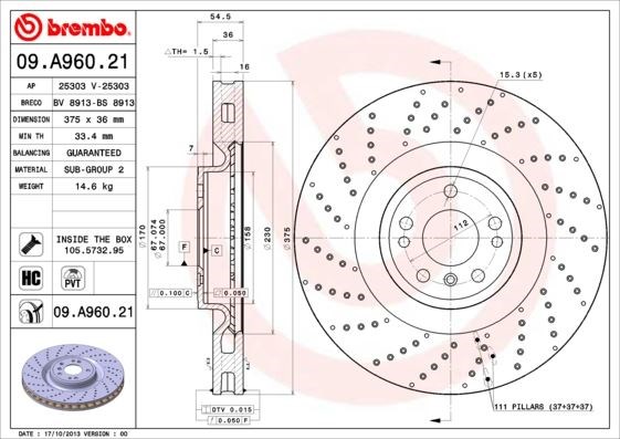 Mercedes W166 Ön Fren Diski 4-Matic BREMBO