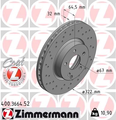Mercedes W204 S204 W212 C207 R172 Delikli Ön Fren Diski ZIMMERMANN