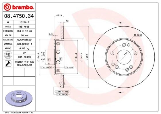 Mercedes W124 S124 C124 Ön Fren Diski BREMBO