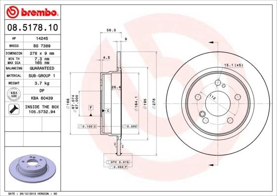 Mercedes-Benz Arka Fren Diski Standard BREMBO