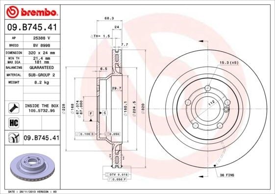 Mercedes W211 W212 S212 C218 Arka Fren Diski BREMBO
