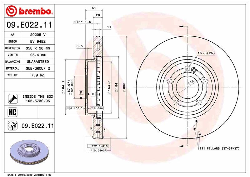 Mercedes W177 V177 W247 C118 X118 H247 X247 Ön Fren Diski BREMBO