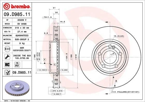 Mercedes W177 V177 W247 C118 X118 H247 X247 Ön Fren Diski BREMBO