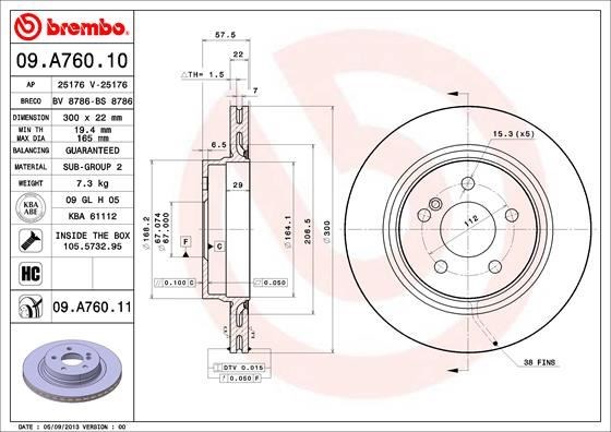 Mercedes W204 Arka Fren Diski BREMBO
