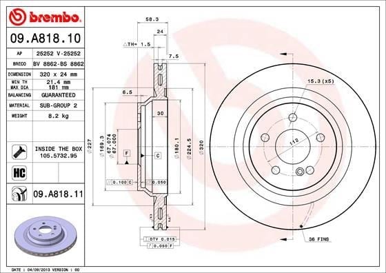 Mercedes AMG W221 Arka Fren Diski BREMBO