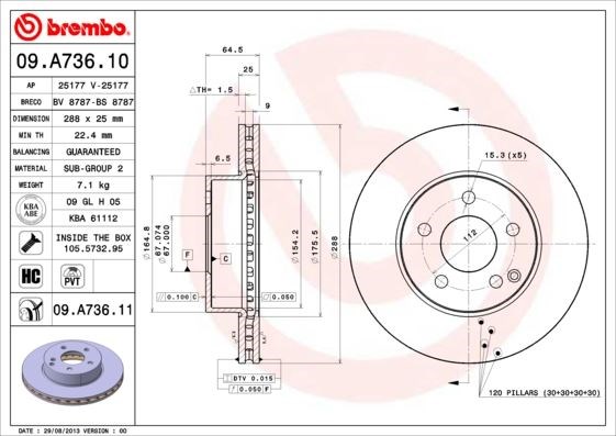 Mercedes C-Class W204 Ön Fren Diski BREMBO