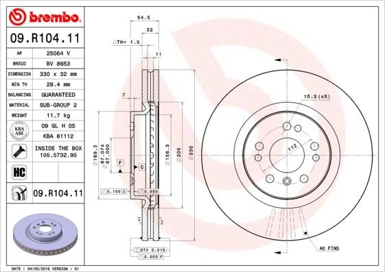Mercedes W166 C292 W251 Ön Fren Diski 4-Matic BREMBO