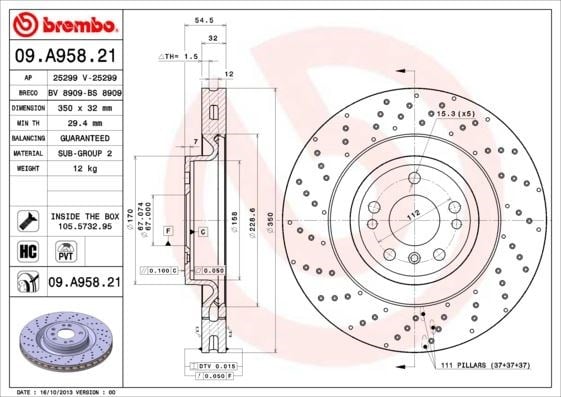 Mercedes X166 Ön Fren Diski BREMBO