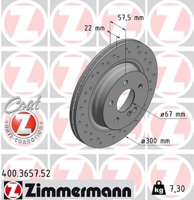Mercedes W204 S204 C207 A207 Arka Fren Diski ZIMMERMANN