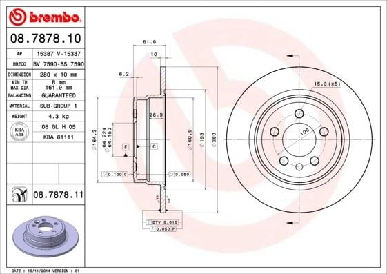 MG Arka Fren Diski UV Kaplamalı BREMBO