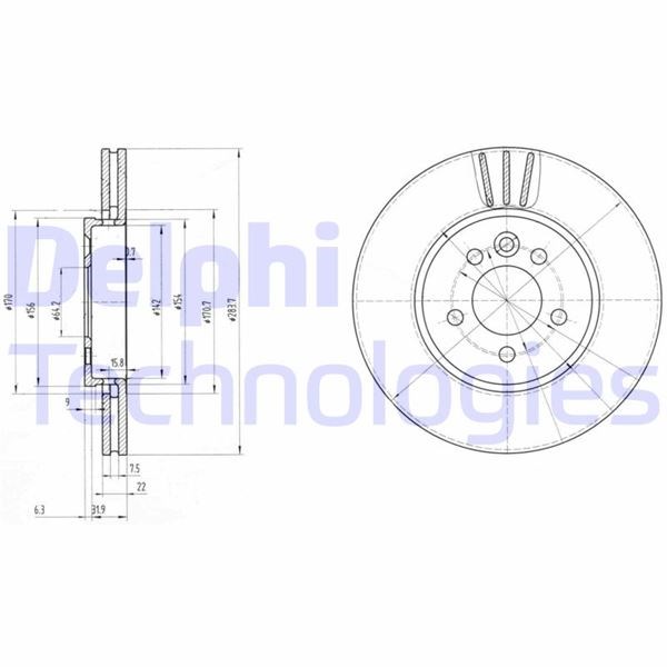 MG MG6 Rover Group 75 MG ZT MG ZT-T Ön Fren Diski Delikli DELPHI