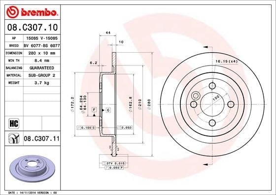 Mini Arka Fren Diski UV Coated BREMBO