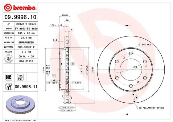 Mitsubishi Ön Fren Diski UV Kaplamalı BREMBO