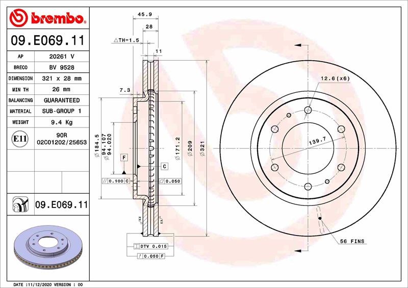 Mitsubishi Ön Fren Diski UV Kaplamalı BREMBO