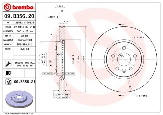 Opel Mokka Ön Fren Aynası [300x26x5DL, Havalı] BREMBO