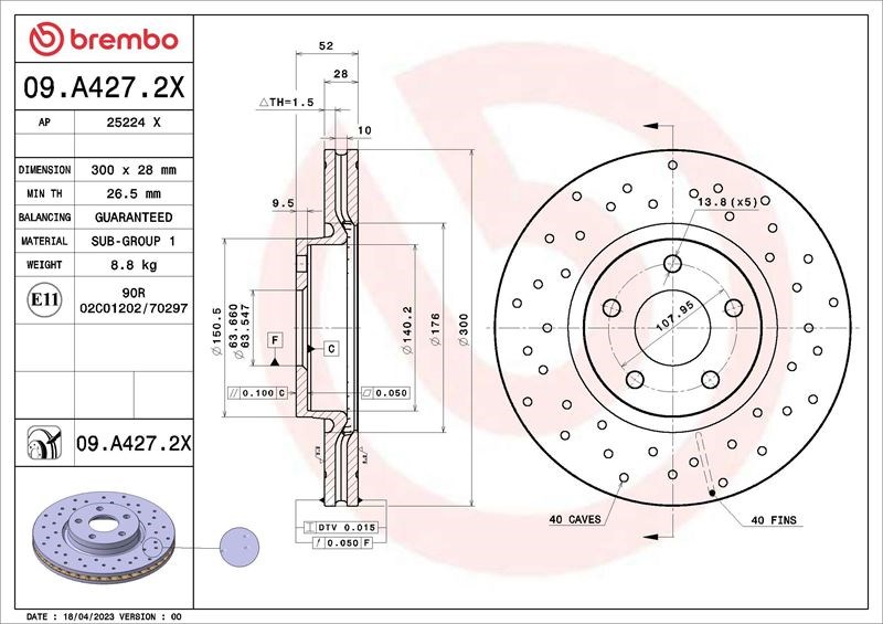 Ford Mondeo S-Max Volvo Land Rover Ön Fren Diski BREMBO