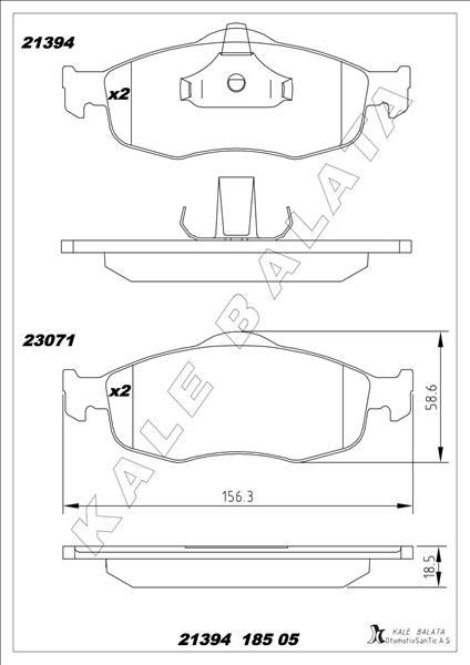 Ford Mondeo Kablolu İkazlı Ön Fren Balatası KALE-BALATA