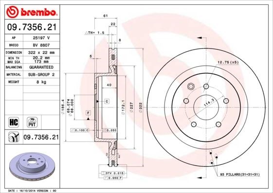 Nissan Arka Fren Diski UV Kaplamalı BREMBO