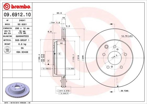 Nissan Arka Fren Diski Standard BREMBO