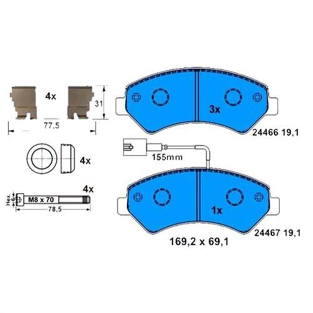 Ön Balata Boxer 2.2-3.0 Hdı 4 06 Ducato Mtj 07.06 Jumper 2.2-3.0 Hdı 4.06 X