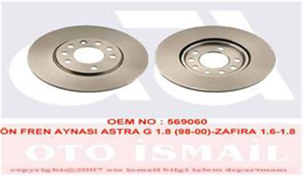 Ön Fren Aynası Astra G-H Corsa C 03 Merıva 03 Zafıra 99 280X25x5dlxhavalı