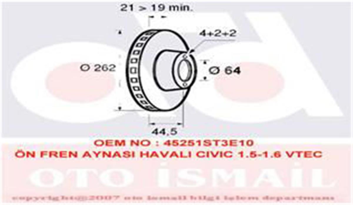 Ön Ön Fren Aynası Cıviç  Iv V Vı 1.4 1.5-1.6Vtec 1.7 90/05 Rover 200 400 25 45 2