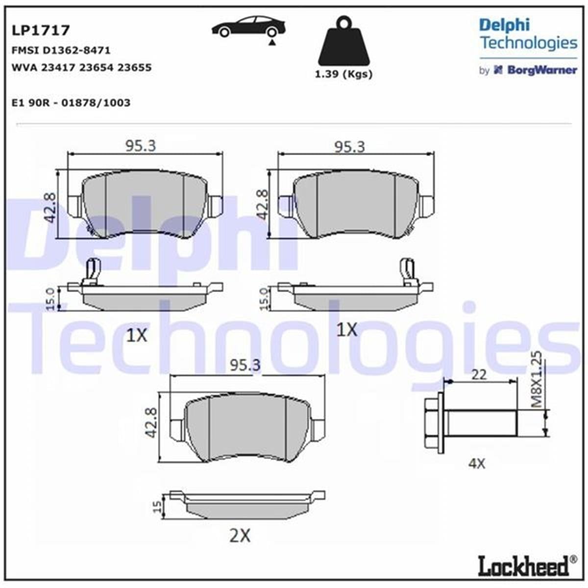 Opel Astra G Astra H Meriva Zafira Combo Arka Balata 93188727-1605967-1605086-Wva23