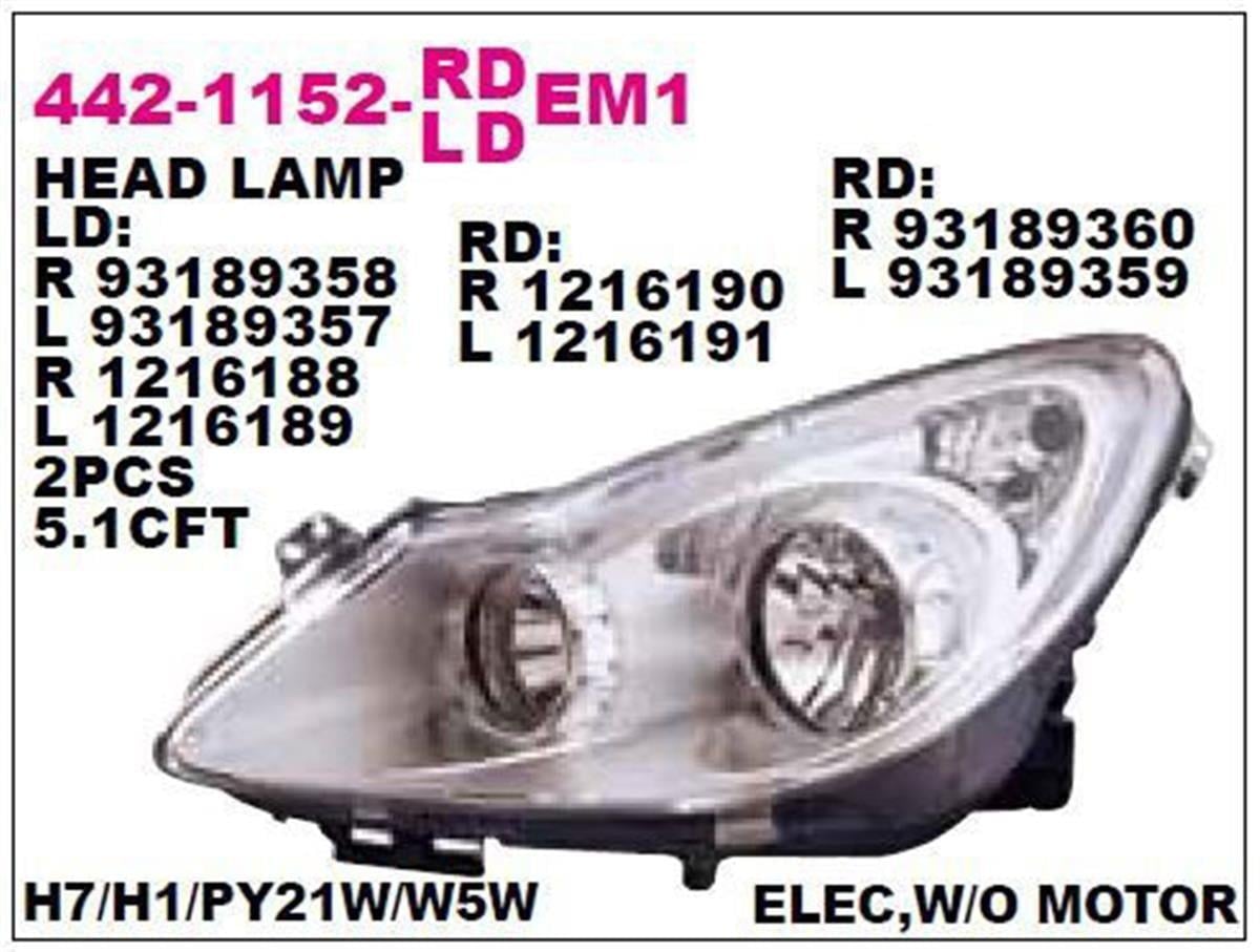 Opel Corsa D Sağ Far Depo 2007 Ve Sonrası 1216188