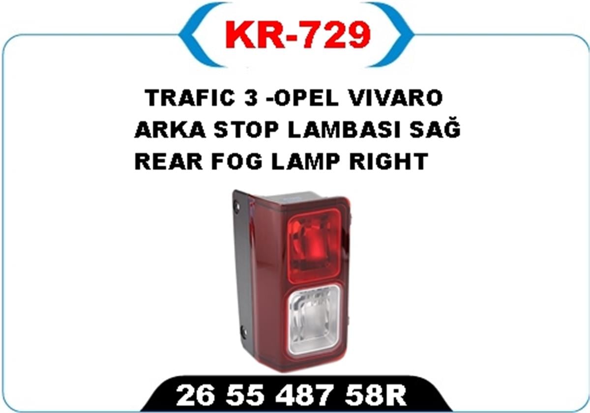 Renault Trafic 3 Opel Vivaro Arka Sis Lambası Sağ