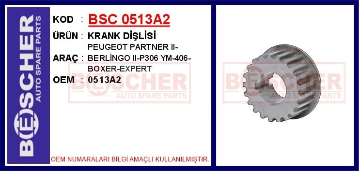 Peugeot Partner Berlingo C4 C5 C6 C8 DS4 DS5 Jumper Jumpy Xsara Krank Dişlisi BESCHER