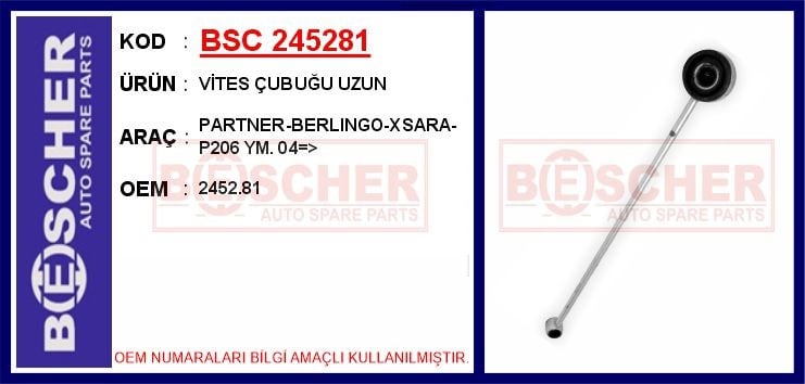 Peugeot Partner Vites Çubuğu Uzun BESCHER
