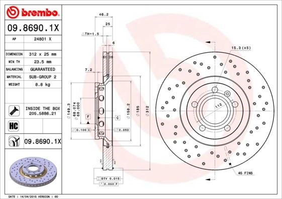 Volkswagen Passat Ön Fren Aynası Havalı BREMBO