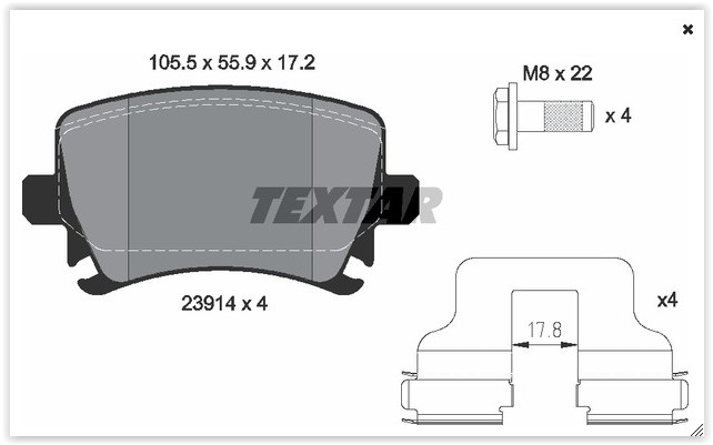 Volkswagen Passat CC Caddy Golf 5 Golf 6 Jetta Arka Balata TEXTAR