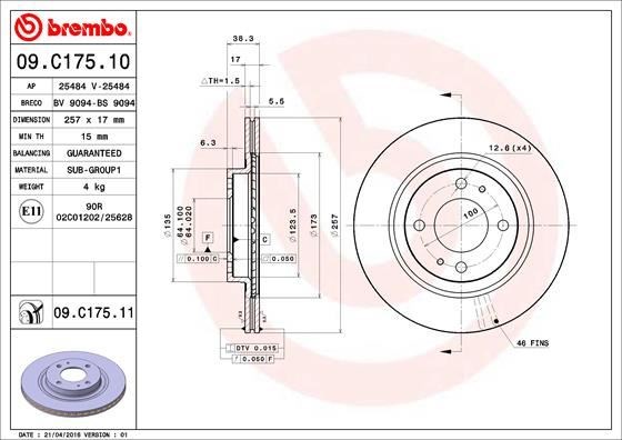 Peugeot Ön Fren Diski UV Kaplamalı BREMBO