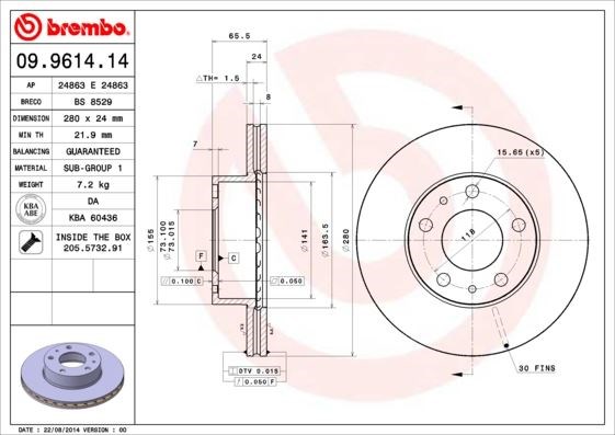 Peugeot Ön Fren Diski Standart BREMBO