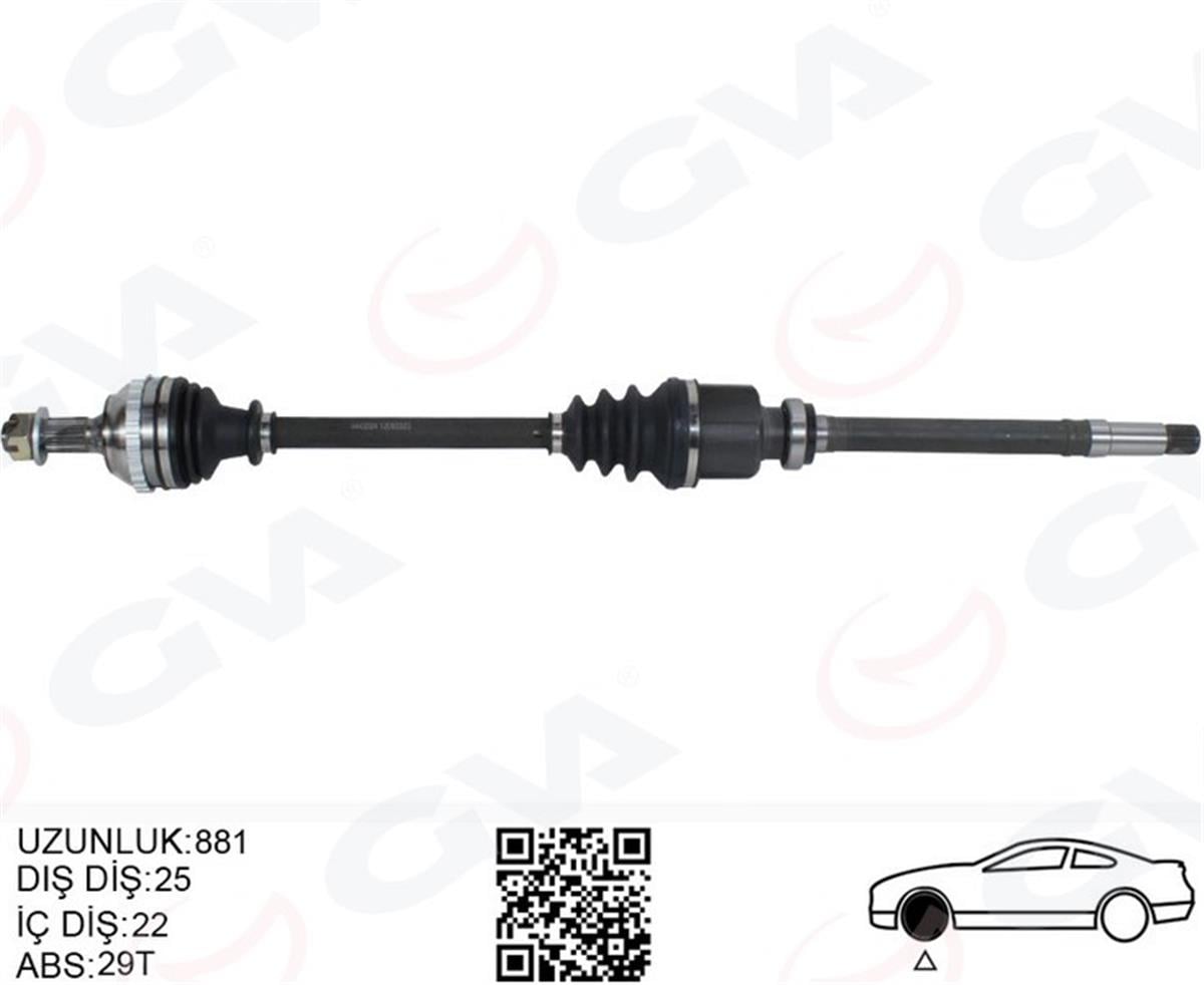 Peugeot 306 (93-02) 1.6İ Ön Aks Komple Sağ Absli 3273.R9-3273.25-3273.R8