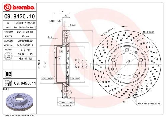 Porsche Ön Fren Diski UV Kaplamalı BREMBO