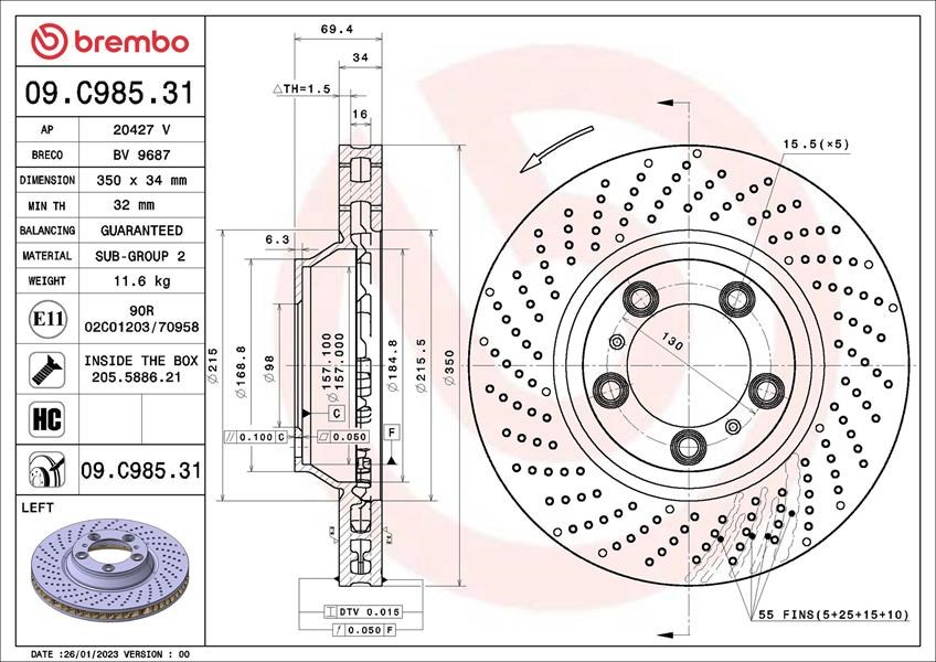 Porsche 911 997 Fren Diski BREMBO