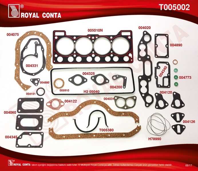 Renault R12 1400 Motor Takım Conta Keçesiz ROYAL