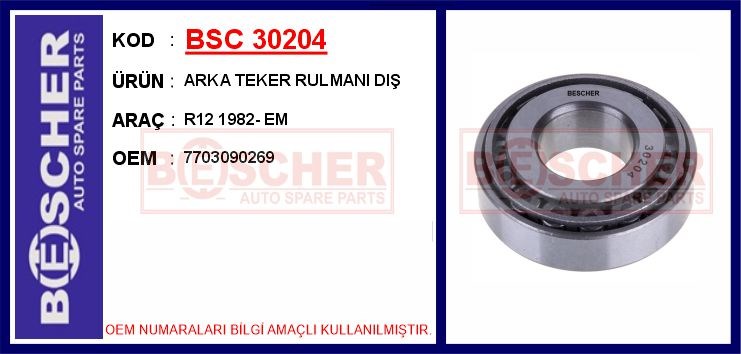 Renault R12 Arka Teker Rulmanı Dış BESCHER
