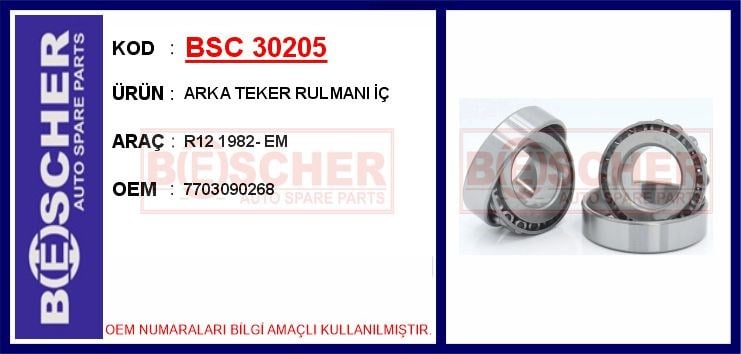 Renault R12 Arka Teker Rulmanı İç BESCHER