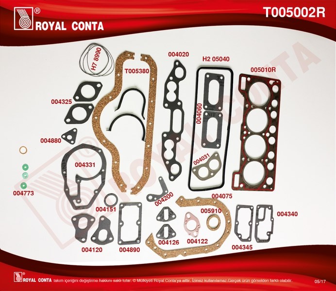 Renault R12 Motor Takım Conta Süper Keçesiz 1400 ROYAL