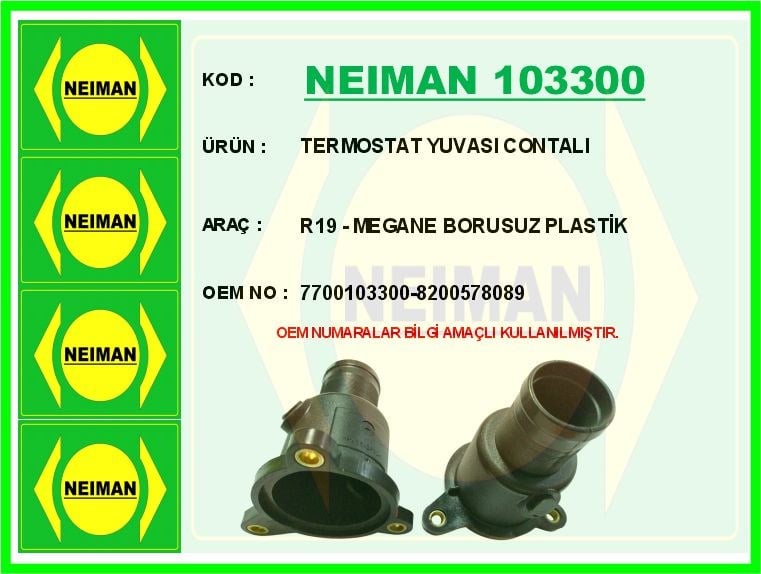 Renault R19 Megane Borusuz Plastik Termostat Yuvası Contalı BESCHER