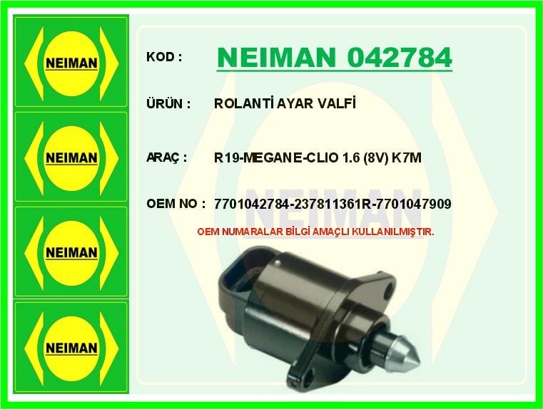 Renault R19 Megane Clio 1.6 8V K7M Rolanti Ayar Valfi BESCHER
