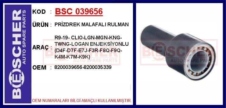 Renault R9 R19 Clio Megane Kangoo Twingo Logan Prizdirek Malafalı Rulman BESCHER