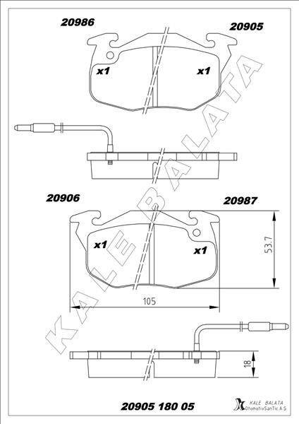 Renault R9 R11 R19 Clio Express Peugeot 106 206 Ön Fren Balatası KALE-BALATA