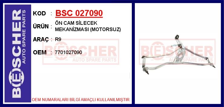 Renault R9 Ön Cam Silecek Mekanizması Motorsuz BESCHER